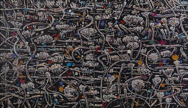 Yaz günlükleri-1, diptikon, tuval üzeri akrilik boya, 150x250 cm, 2016